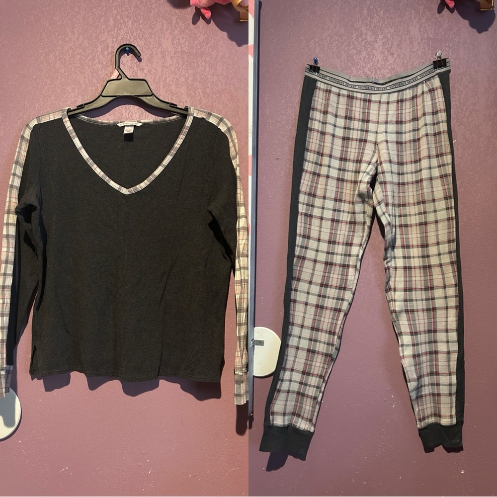 Victoria's Secret Black and Plaid Pajama Set